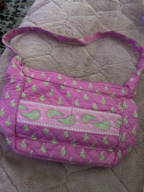 Pink Quilted Paisley Accent Crossbody Bag